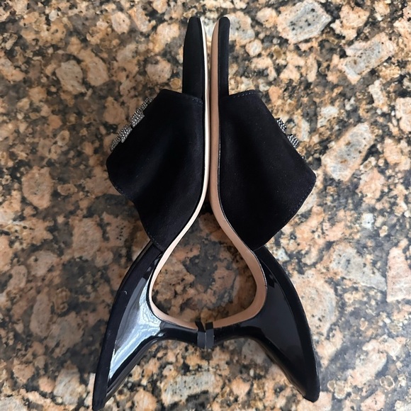 Tory Burch Women's Eleanor Black Pavé Kitten Heel Sandals - Picture 6 of 9